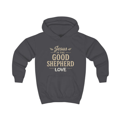 Kids Hoodie — “Jesus is the Good Shepherd” Christian Children’s Hoodie (Love Design)
