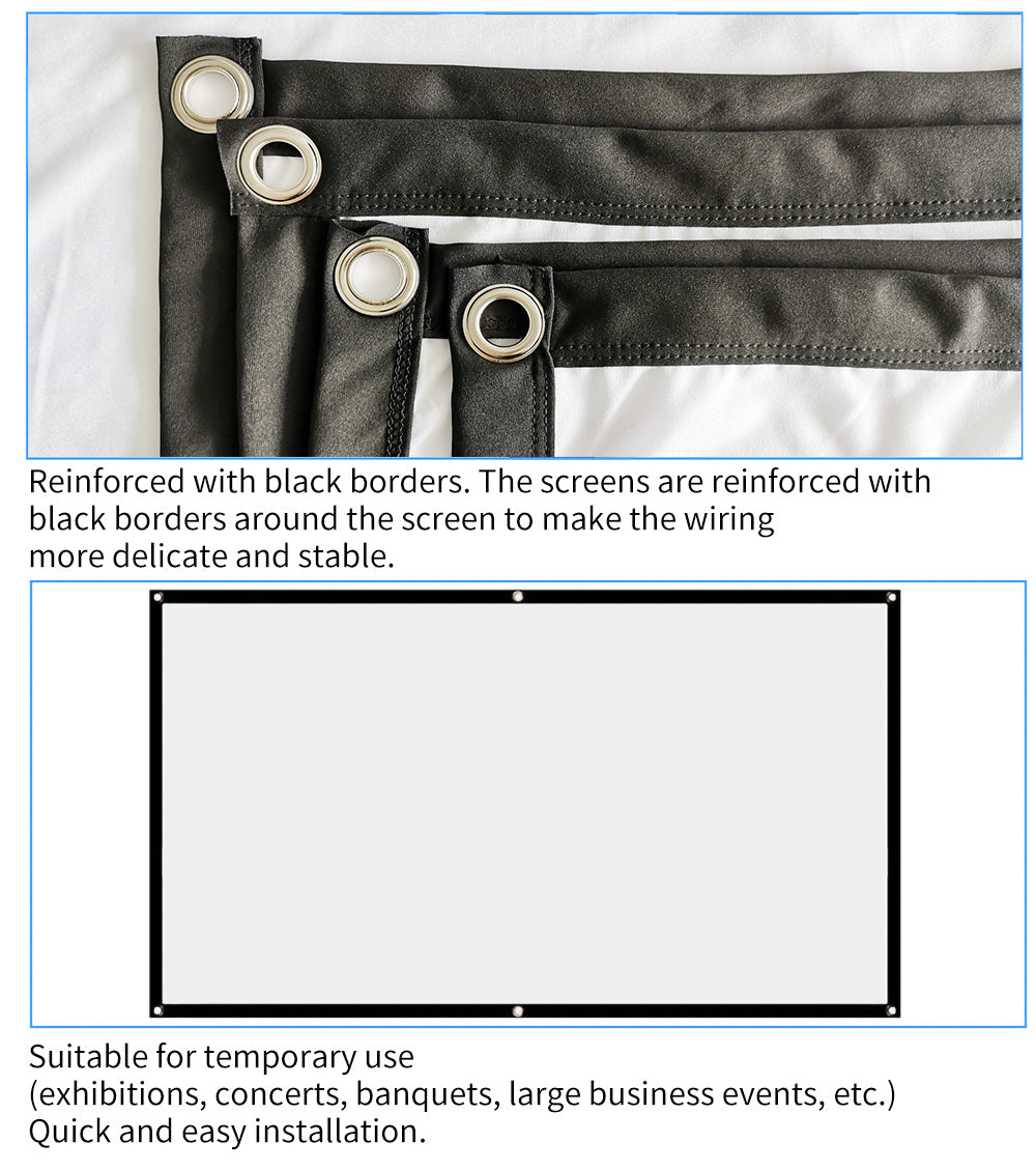 Foldable Movie Projector Screen 16 To 9  HD Home Theater (60" 72" 84" 100" 120" 150")