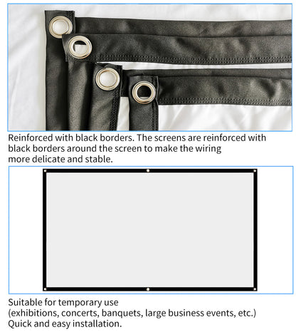 Foldable Movie Projector Screen 16 To 9  HD Home Theater (60" 72" 84" 100" 120" 150")