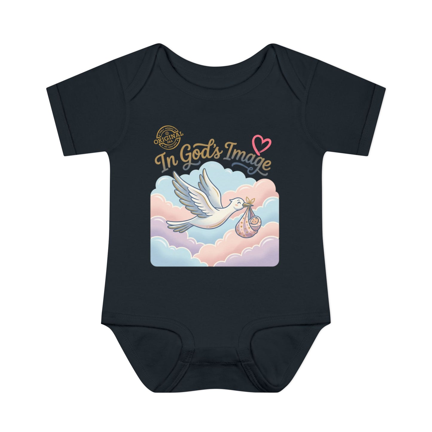 Infant Bodysuit — "In God's Image" Stork Baby Onesie