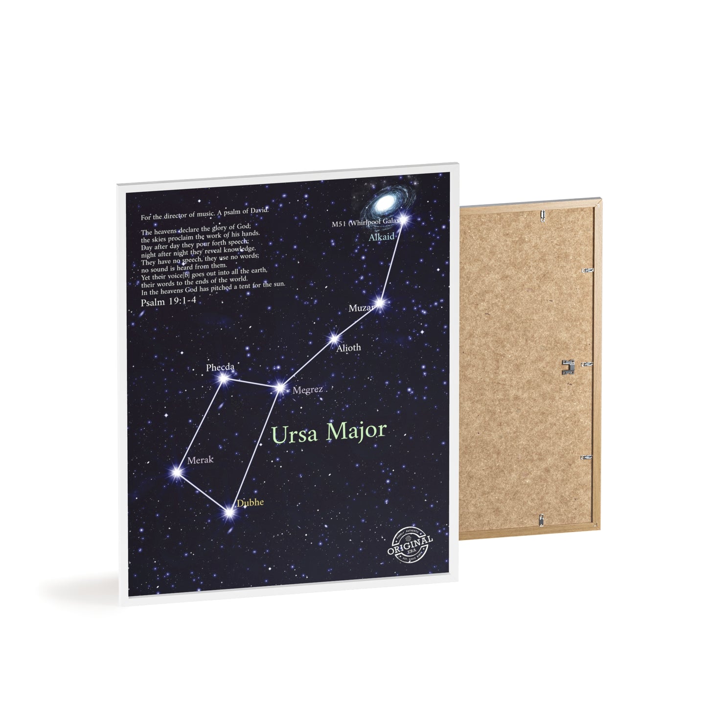 Ursa Major Constellation Star Map Poster with Wooden Frame — Astrology Wall Art