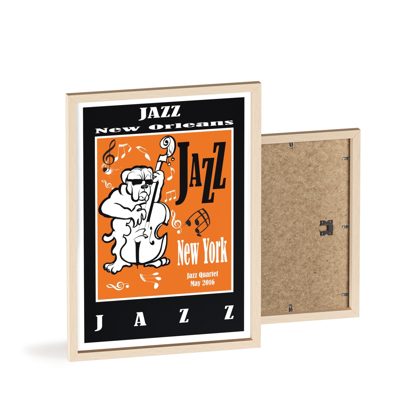 Jazz Poster with Wooden Frame — New Orleans/New York Music Print