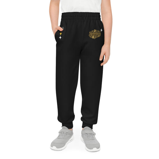 Kids Black Golden Script Sparkle Joggers
