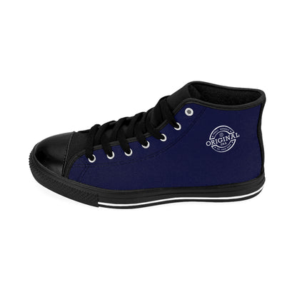 \Women's Classic High-Top Sneakers — Blue Retro 'Original' Logo Canvas
