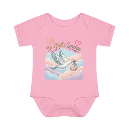 Infant Bodysuit — "In God's Image" Stork Baby Onesie