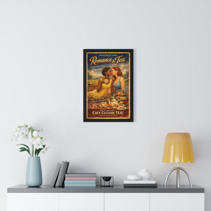 Romance & Tea Vintage Poster — Cafe Culture Tea Wall Art