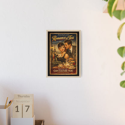 Romance & Tea Vintage Cafe Poster — Framed Wall Art