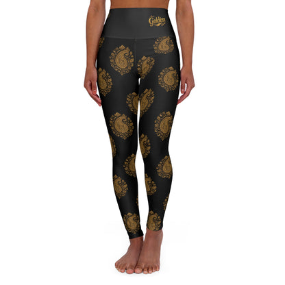 Accent Gold High-Waist Yoga Leggings — Metallic Shine Activewear