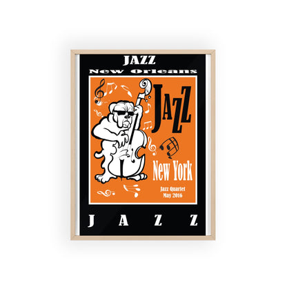 Jazz Poster with Wooden Frame — New Orleans/New York Music Print