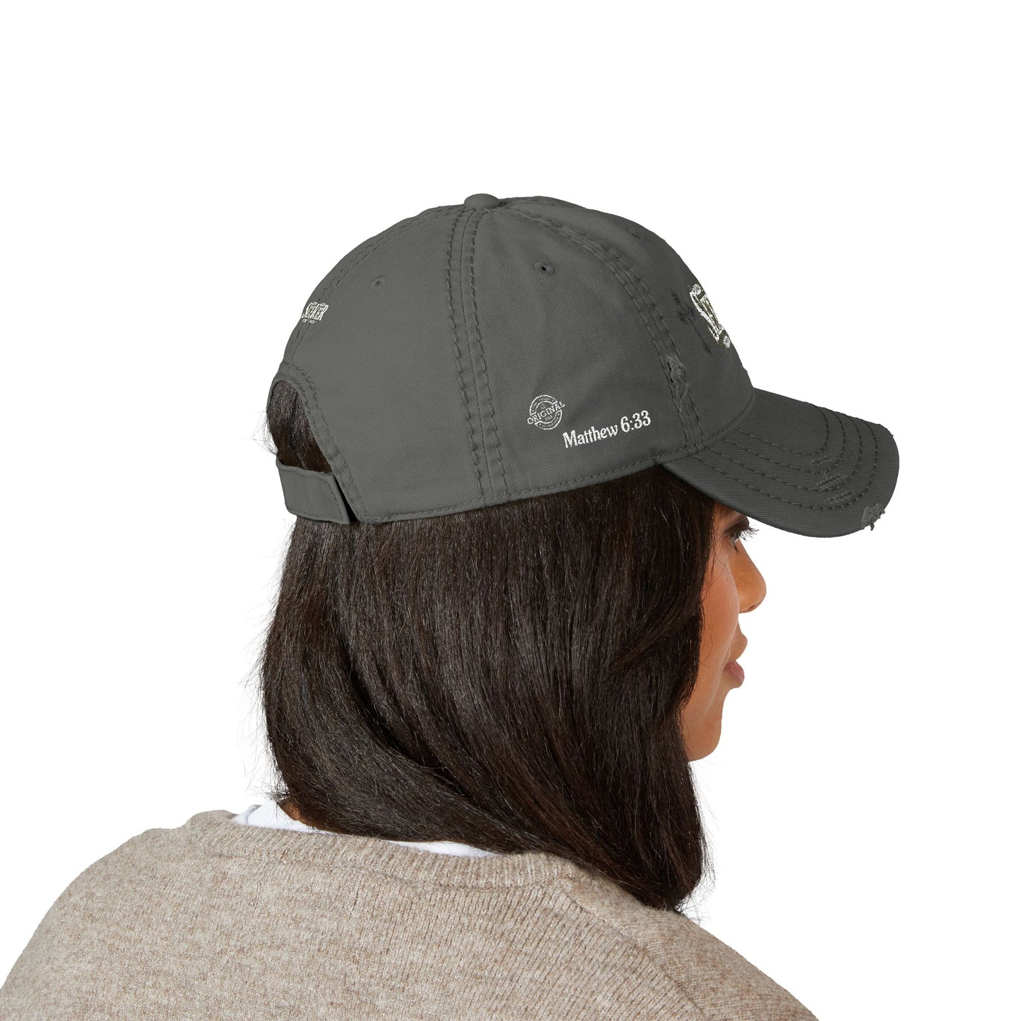 Seeker Embroidered Distressed Dad Hat — Vintage Faith Baseball Cap