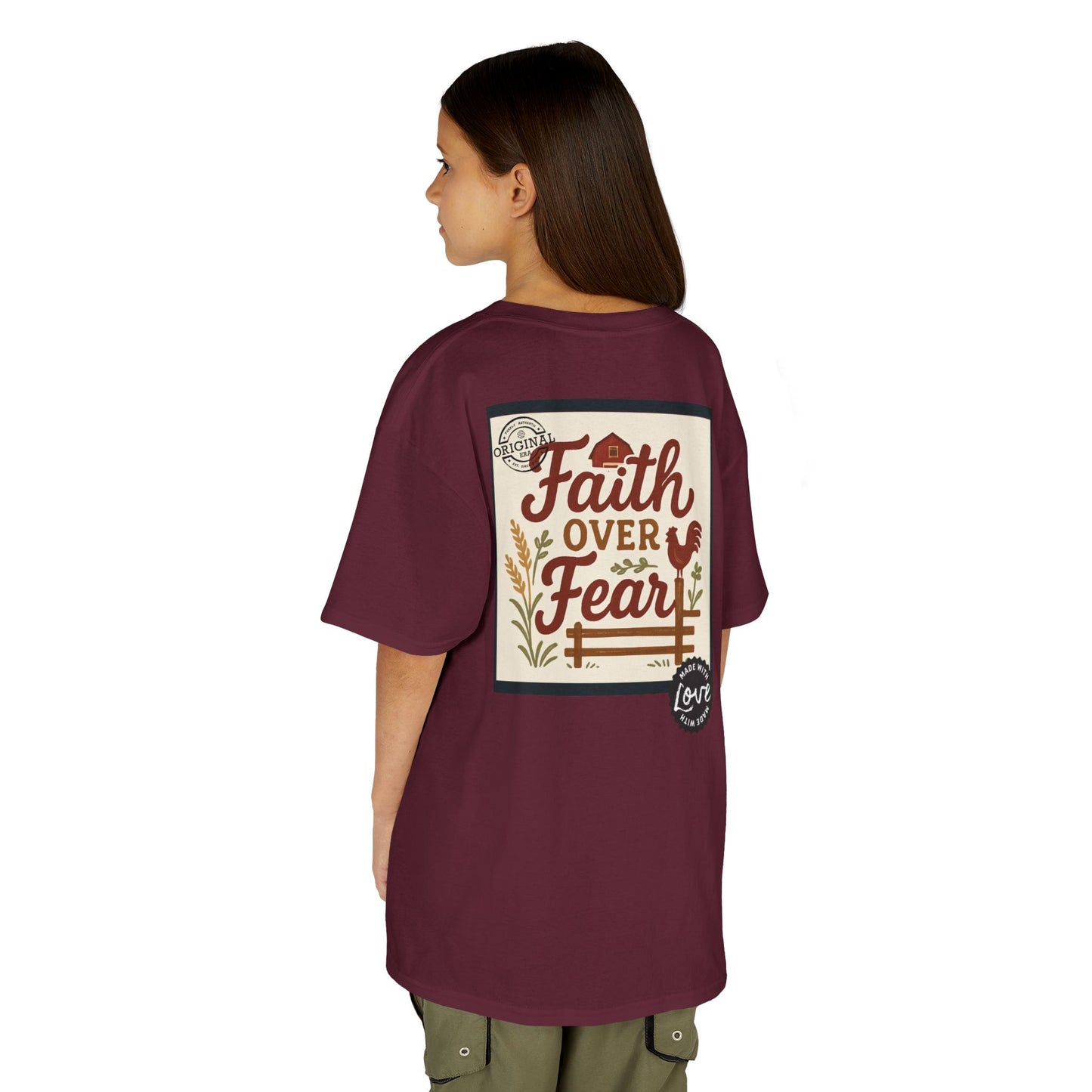 Kids T‑Shirt — 'You Herd the Word' Cow Front & 'Faith Over Fear' Farm Graphic