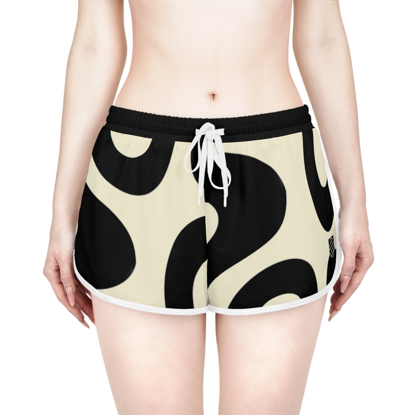 Women's Retro Black & Cream Swirl Relaxed Shorts