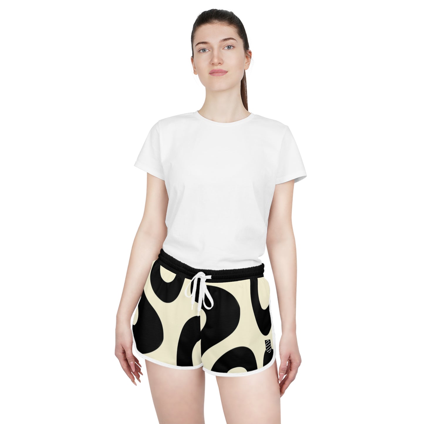 Women's Retro Black & Cream Swirl Relaxed Shorts