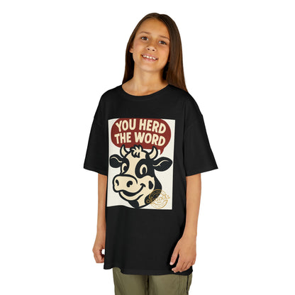 Kids T‑Shirt — 'You Herd the Word' Cow Front & 'Faith Over Fear' Farm Graphic