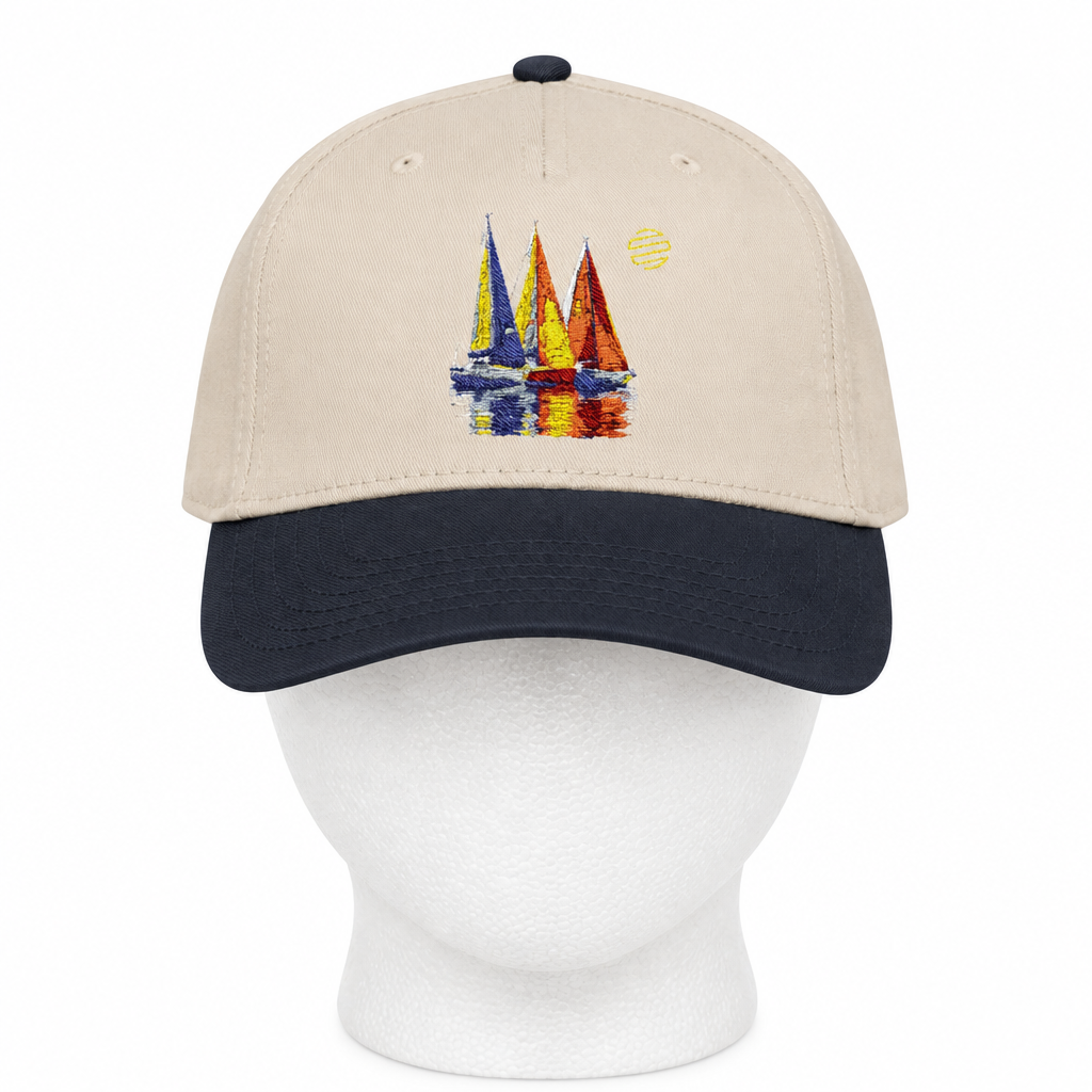 Sailboat Embroidered Baseball Cap – Nautical Summer Sun Hat