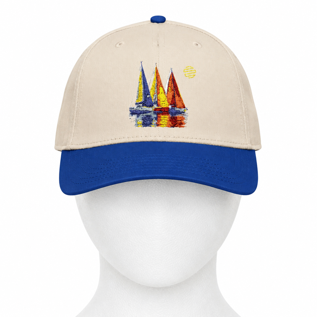 Sailboat Embroidered Baseball Cap – Nautical Summer Sun Hat