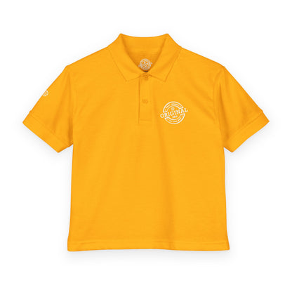 Youth Polo Shirt with 'Original' Vintage Stamp Logo — Kids School Uniform / Casual
