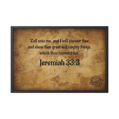 Jeremiah 33:3 Framed Poster — Inspirational Scripture Wall Art