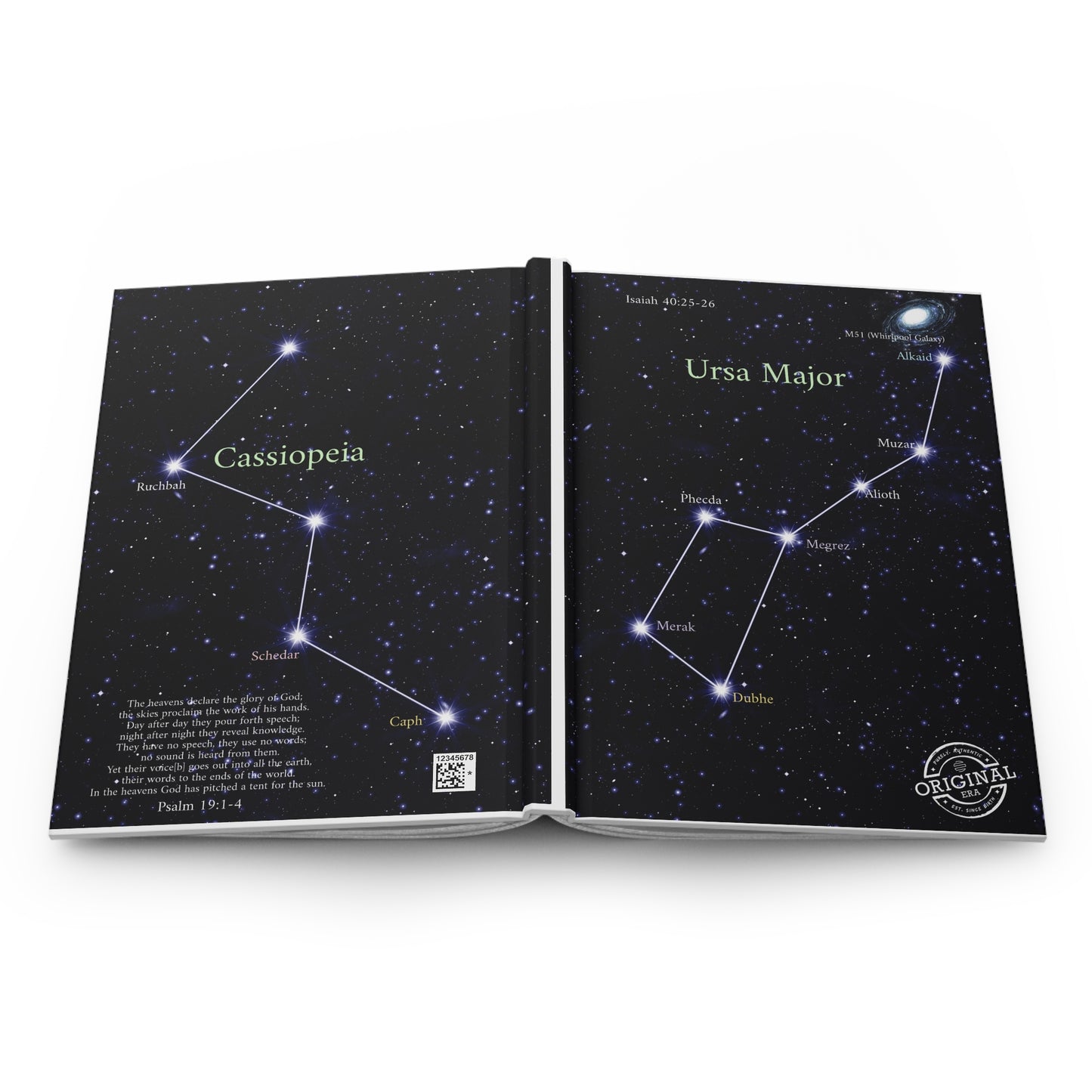 Constellation Hardcover Journal — Ursa Major & Cassiopeia Star Map Notebook