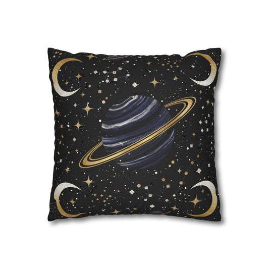 Starry Night Black Pillowcase — 'Original' Vintage Badge Decorative Throw Pillow