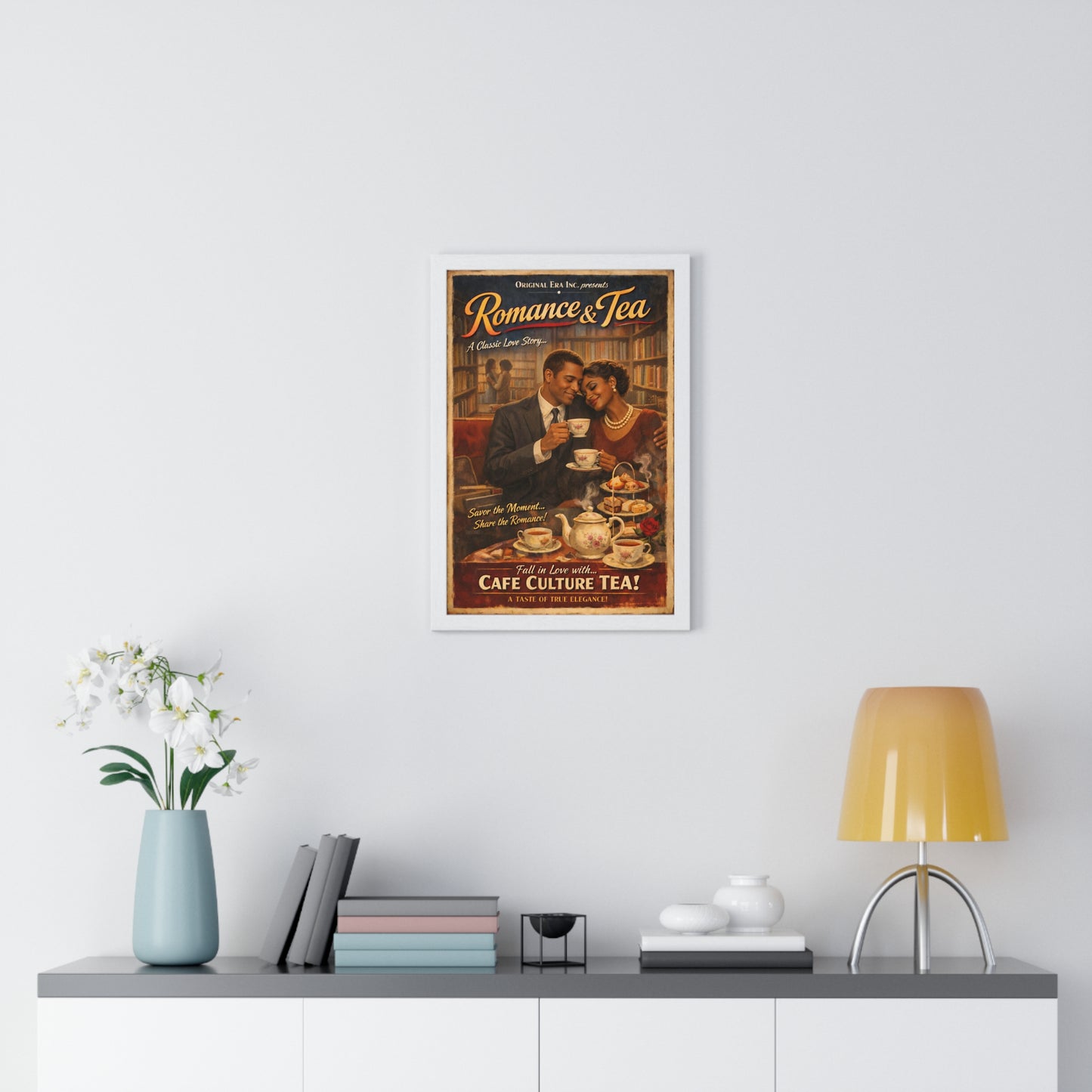 Romance & Tea Vintage Poster — Café Culture Tea Wall Art