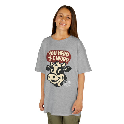 Kids T‑Shirt — 'You Herd the Word' Cow Front & 'Faith Over Fear' Farm Graphic