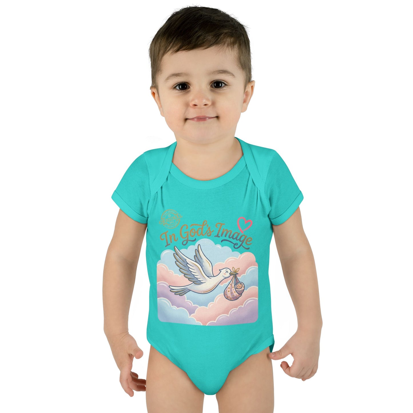 Infant Bodysuit — "In God's Image" Stork Baby Onesie