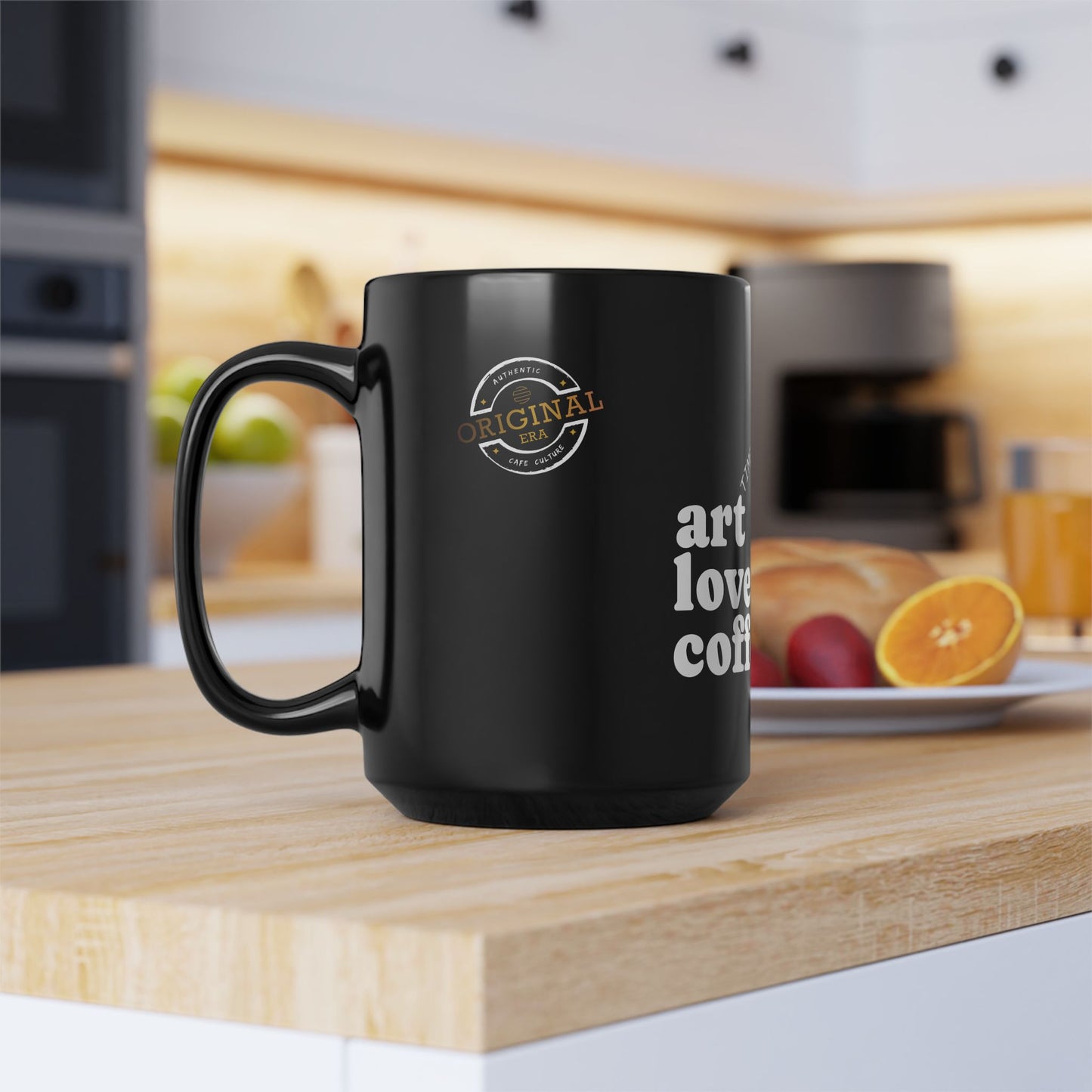 Art Love Coffee Black 15oz Mug — "Timelessly in Every Cup" Ceramic Coffee Cup