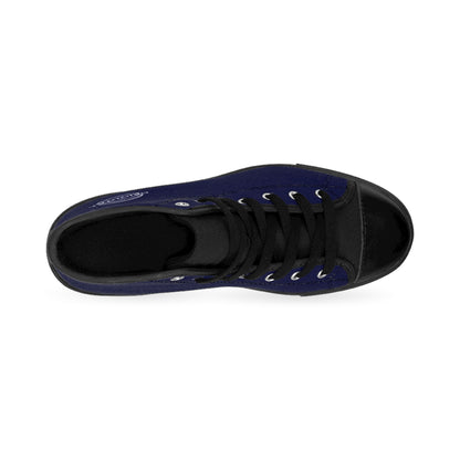 \Women's Classic High-Top Sneakers — Blue Retro 'Original' Logo Canvas