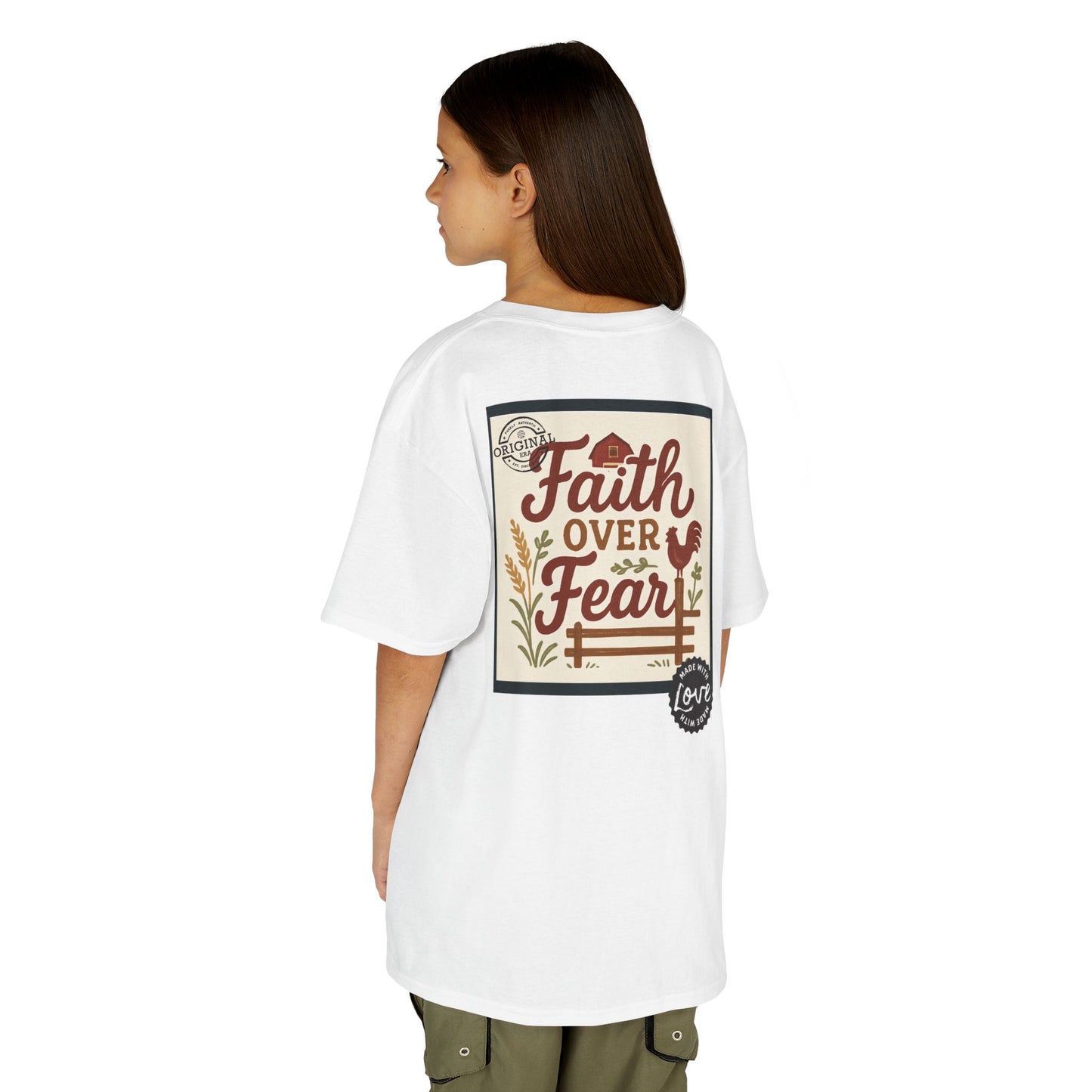 Kids T‑Shirt — 'You Herd the Word' Cow Front & 'Faith Over Fear' Farm Graphic