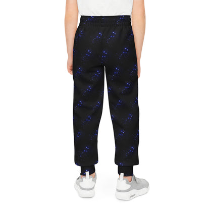 Youth Joggers — Blue Constellation Galaxy Print with Polar Bear Accent