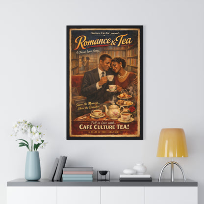 Romance & Tea Vintage Poster — Café Culture Tea Wall Art
