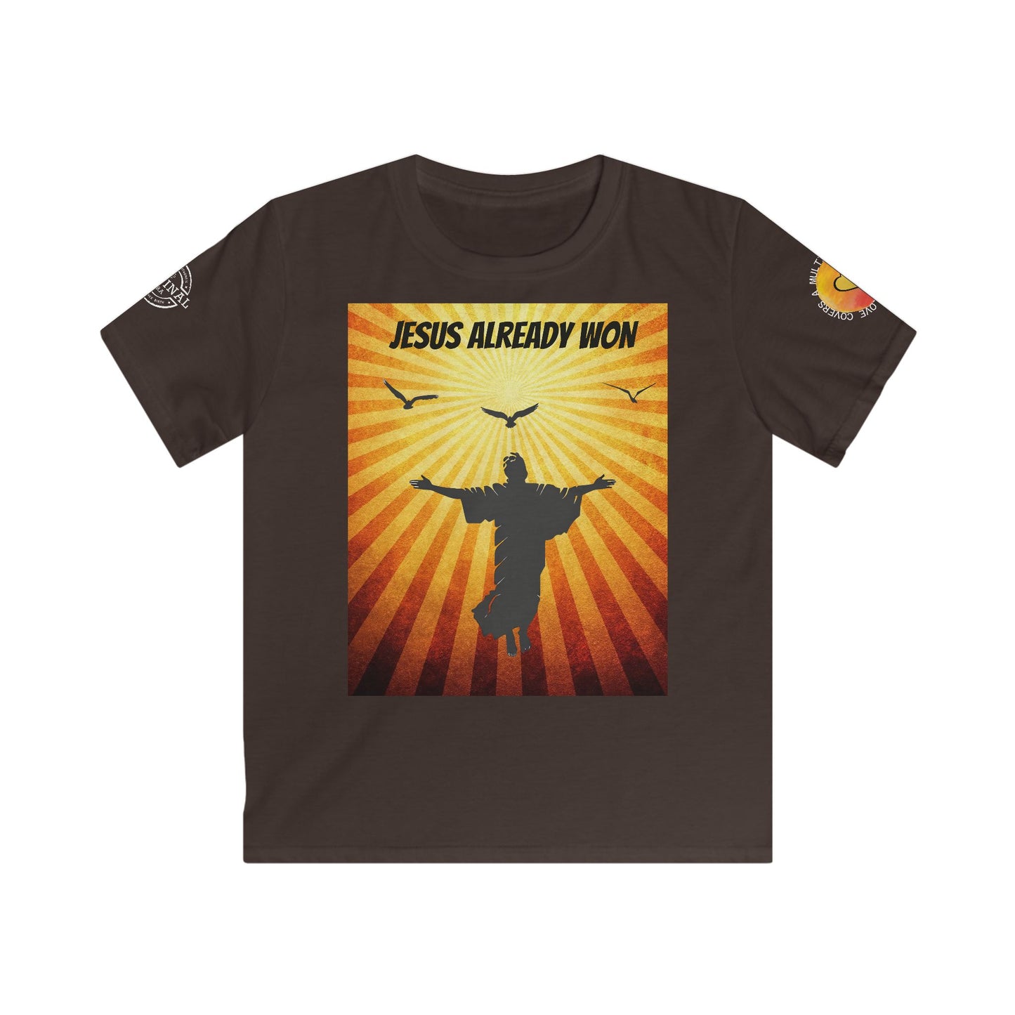 Kids Christian T‑Shirt — "Jesus Already Won / Check the Scoreboard" Graphic Tee