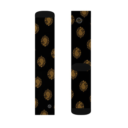 Gold Paisley Pattern Crew Socks