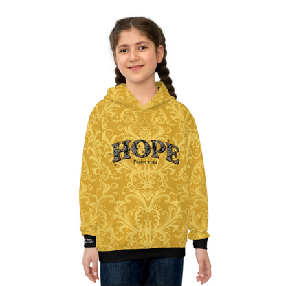 Children's Hoodie – Gold 'HOPE' Psalm 31:24 Kids Sweatshirt