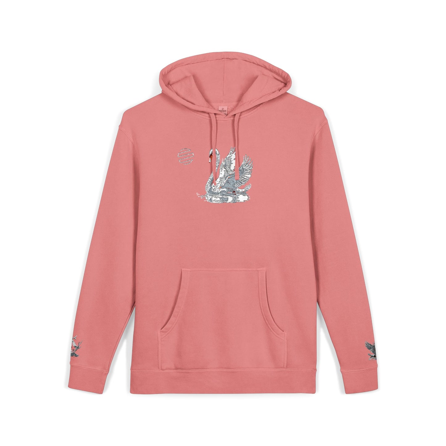 Embroidered Swan Graphic Hoodie — Vintage Pigment-Dyed
