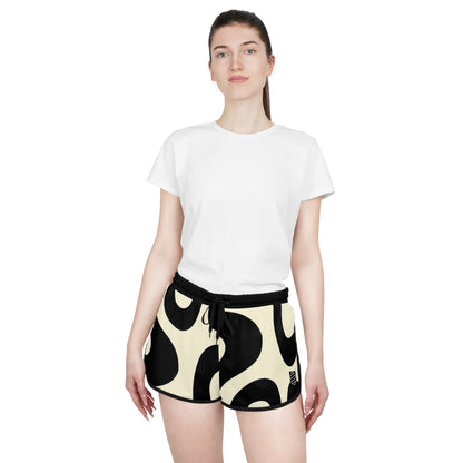 Women's Retro Black & Cream Swirl Relaxed Shorts