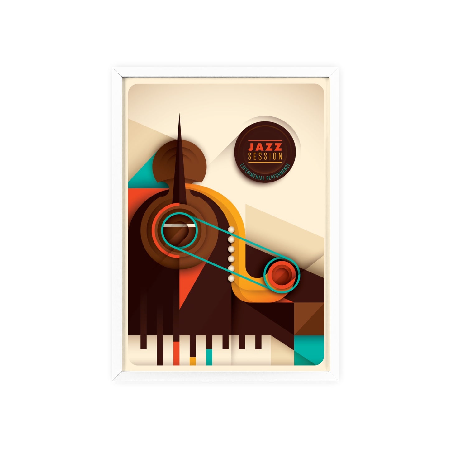 Jazz Session Poster with Wooden Frame – Retro Abstract Music Wall Art