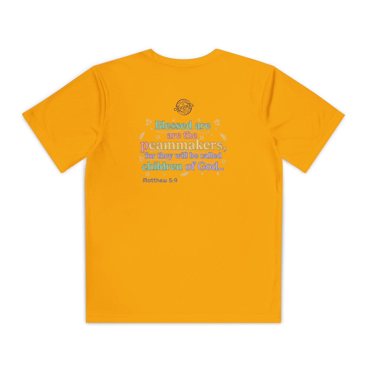 Youth Competitor Tee — "Original Era Inc." Kids' Christian Scripture T-Shirt (Matthew 5:9)