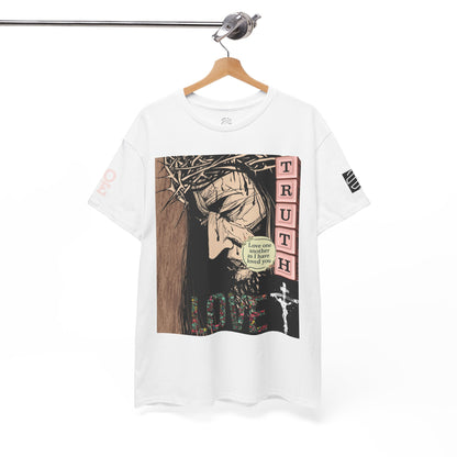 Christian Inspirational Tee, Unisex Heavy Cotton Shirt, Love and Truth Graphic T-Shirt, Faith-Based Apparel