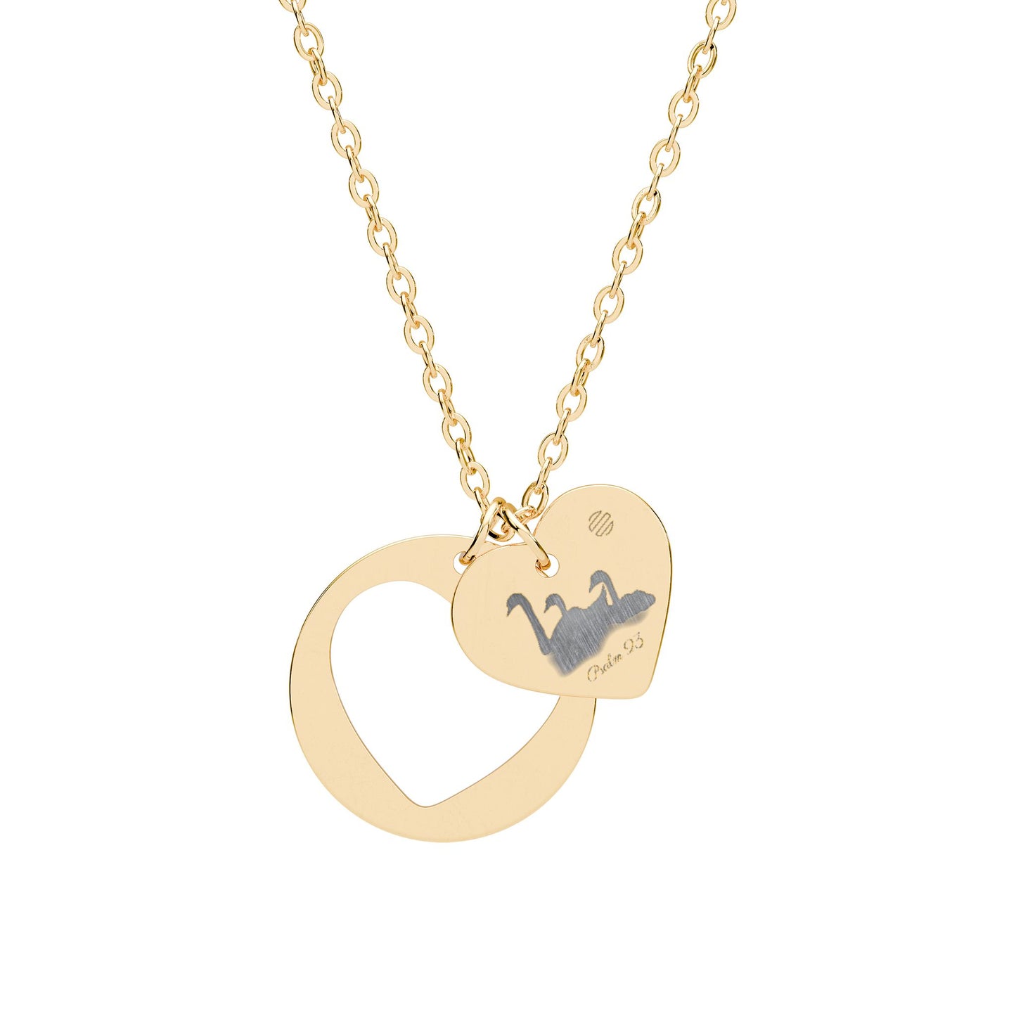 Psalms 23 Swans Heart Cutout Necklace — Engravable Jewelry