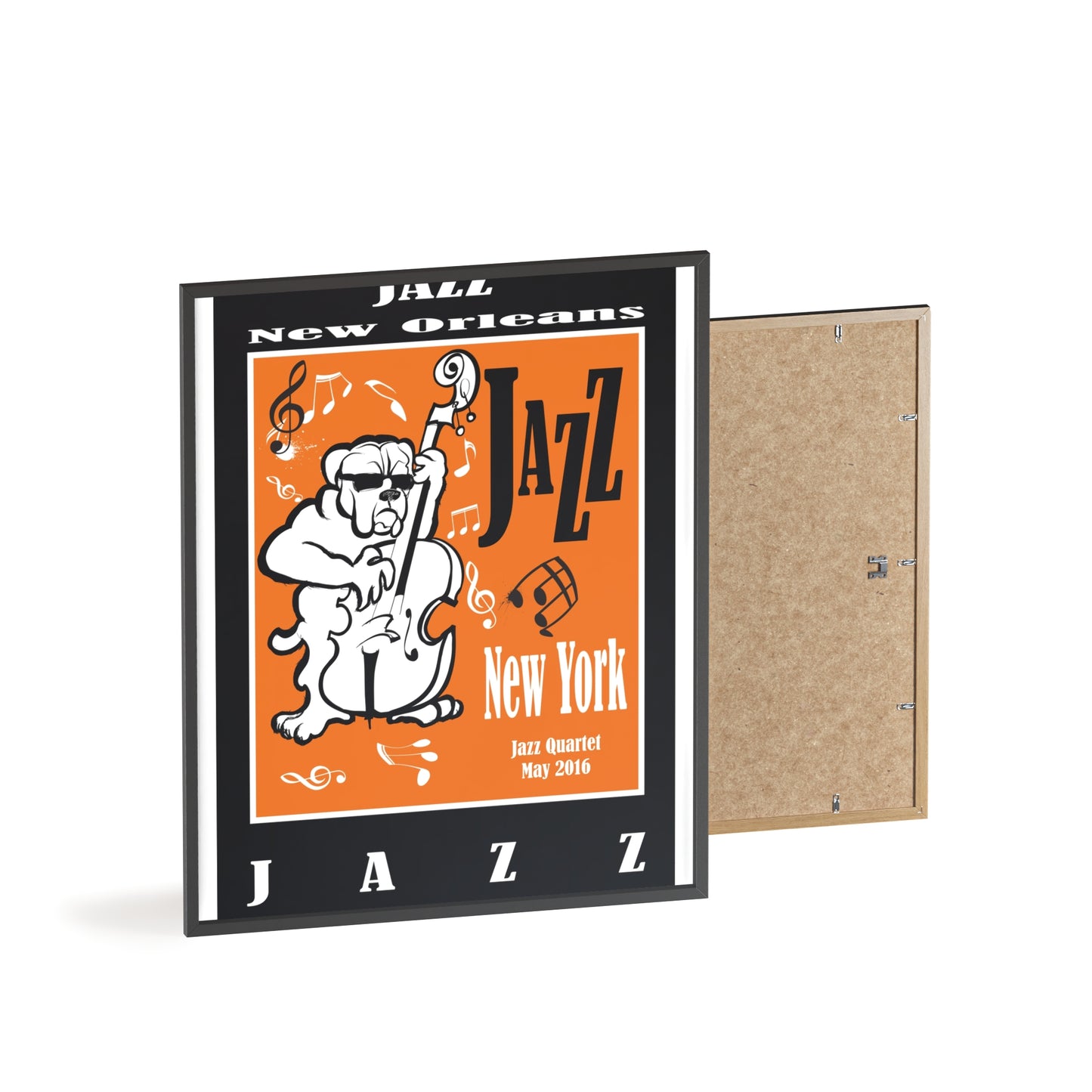 Jazz Poster with Wooden Frame — New Orleans/New York Music Print