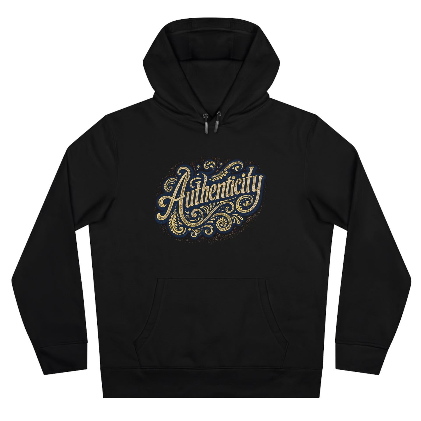 Authenticity Script Hoodie — 'Authenticity' Vintage Ornate Graphic Hooded Sweatshirt