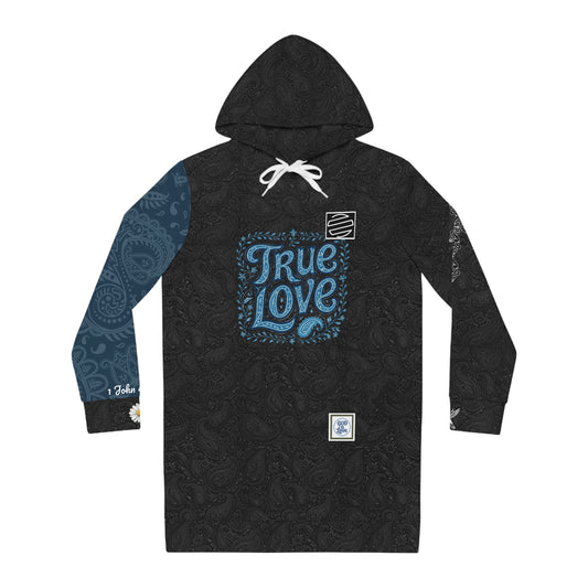 Hoodie Dress — 'True Love' Dove Graphic Cozy Pullover