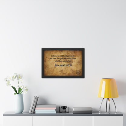 Jeremiah 33:3 Framed Poster — Inspirational Scripture Wall Art