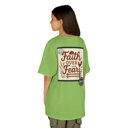 Kids T‑Shirt — 'You Herd the Word' Cow Front & 'Faith Over Fear' Farm Graphic