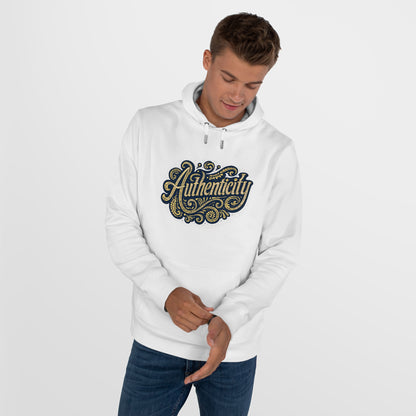 Authenticity Script Hoodie — 'Authenticity' Vintage Ornate Graphic Hooded Sweatshirt
