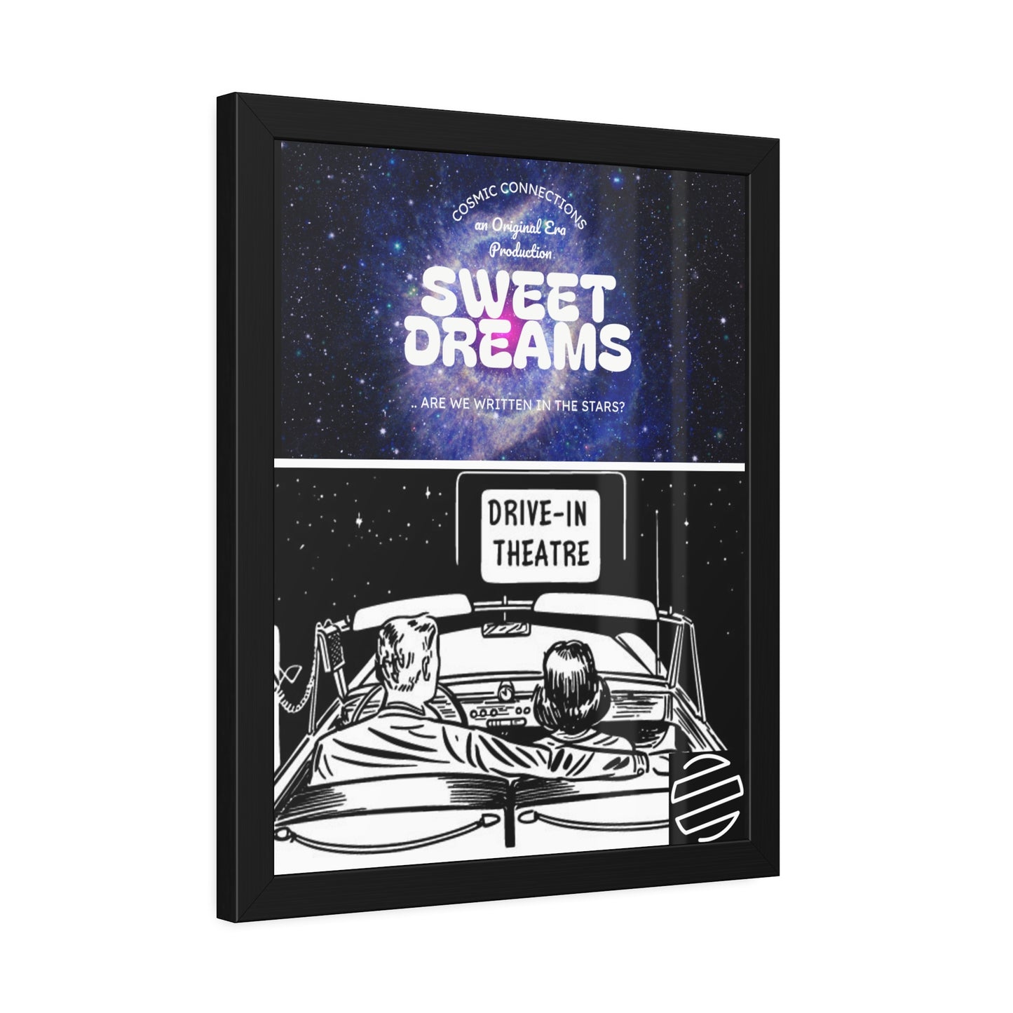 Sweet Dreams Drive-In Framed Poster — Retro Night Sky Print