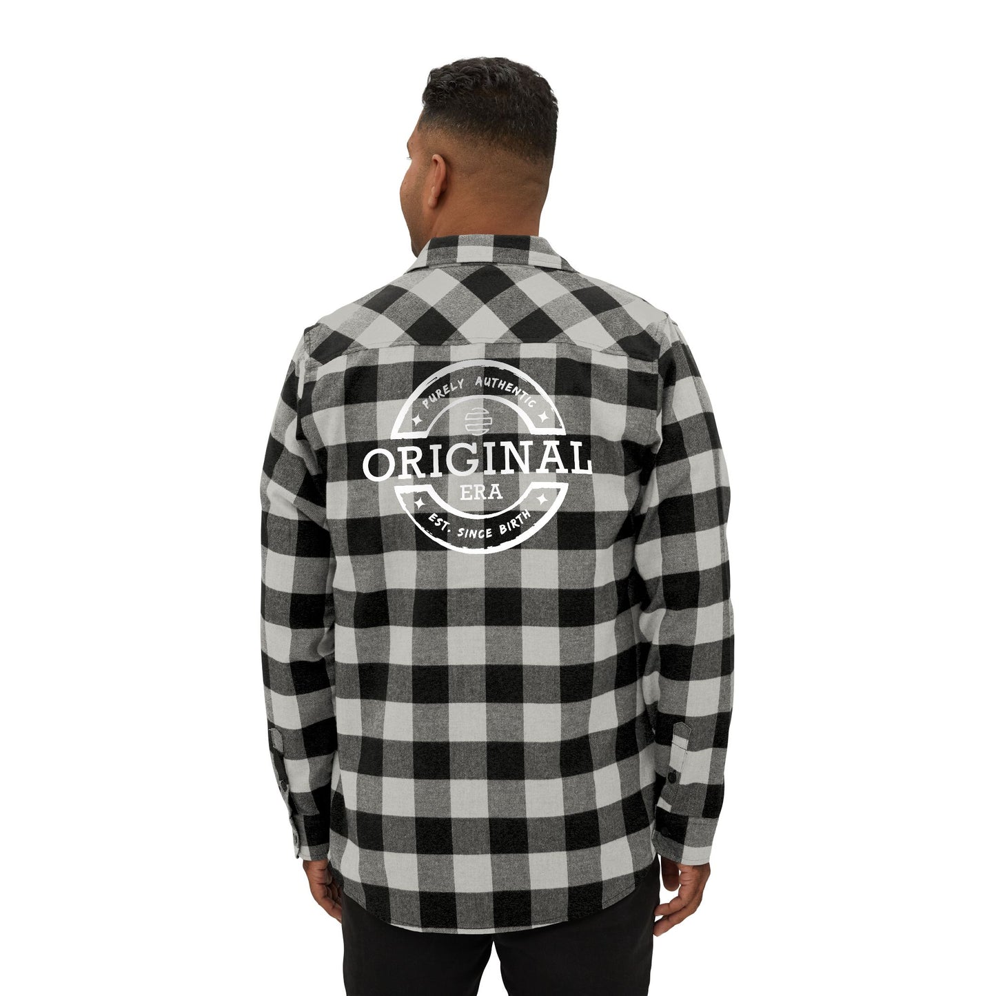 Original Era Plaid Flannel Shirt — Vintage Logo Back