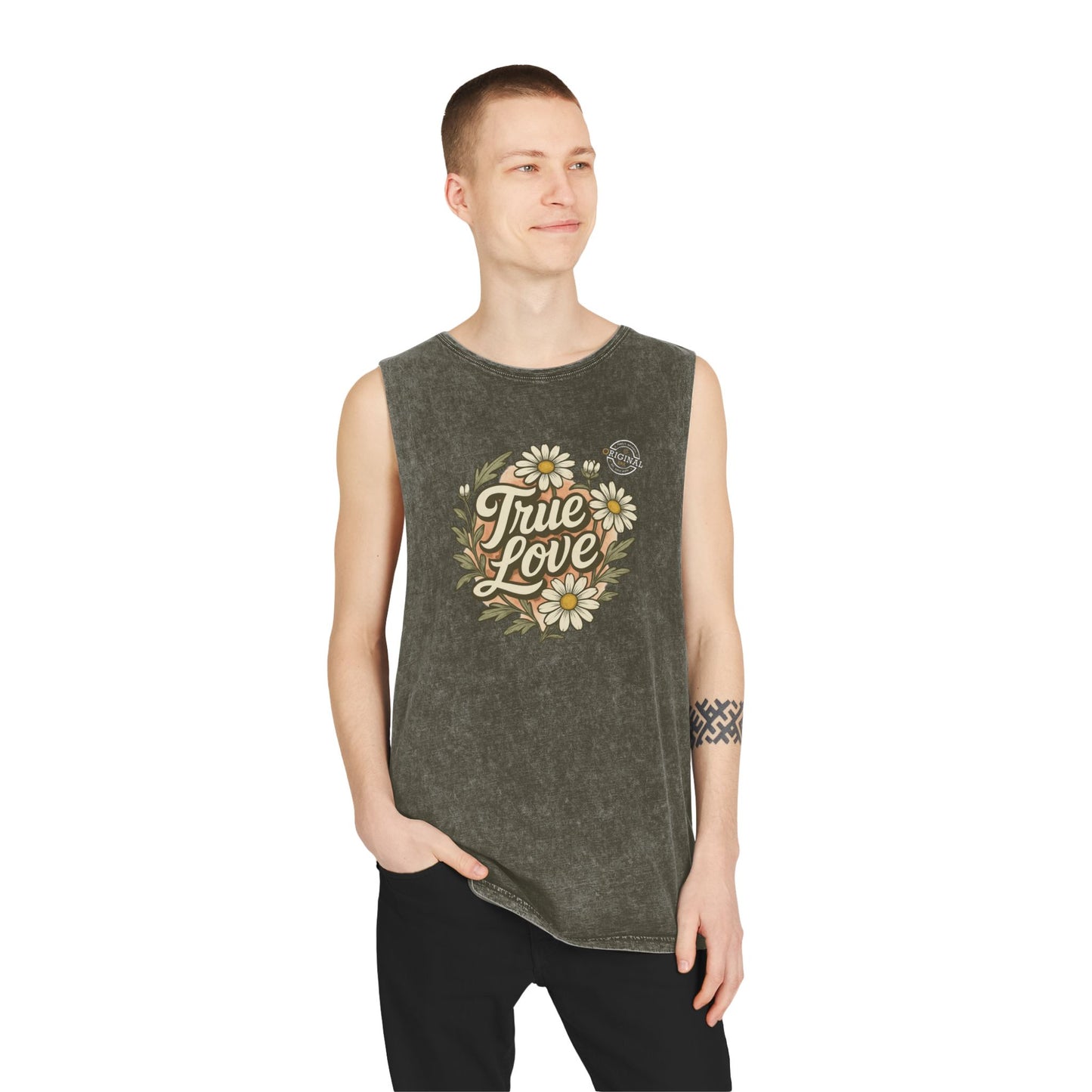 True Love Daisy Tank Top — Vintage Stonewash Graphic Tank